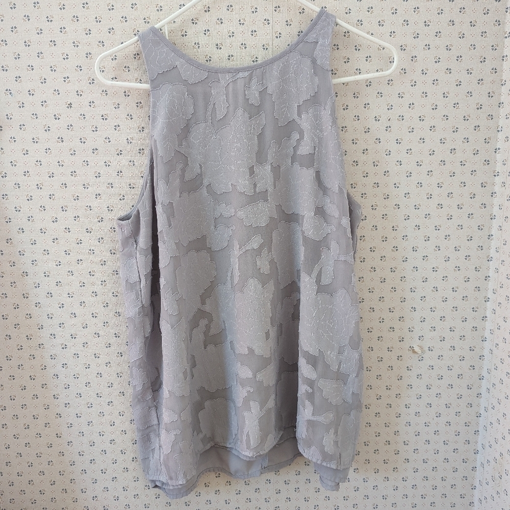 Dalia M  gray blouse lined shell  Boho whimsigoth prairie fairy burnout